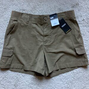 New Women's Lee Cargo 5" Shorts Size 14 Kangaroo Brown